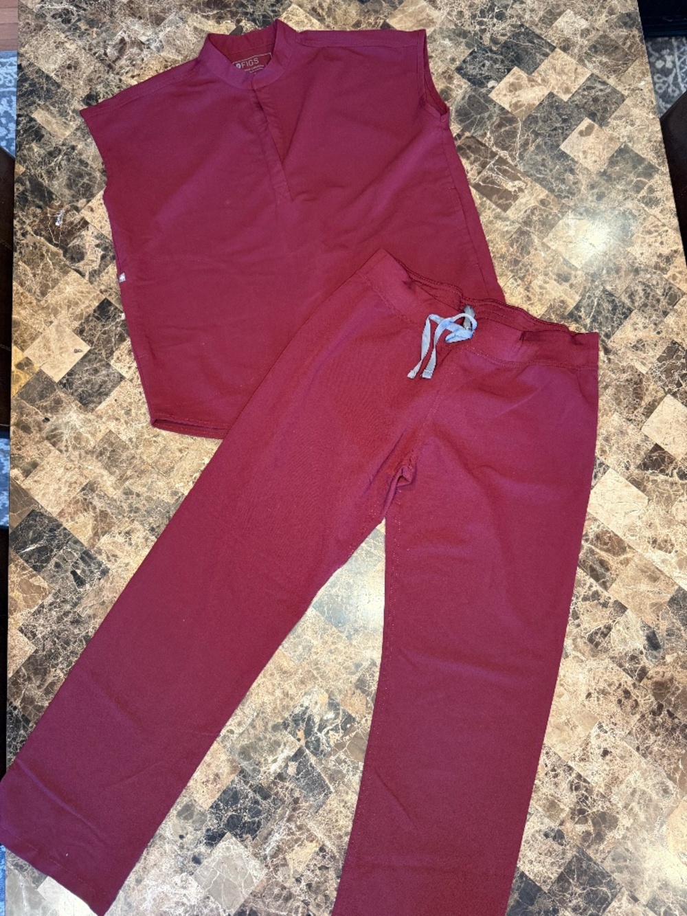 FIGS Scrub Set Maroon Top Size Small Pants Size Medium